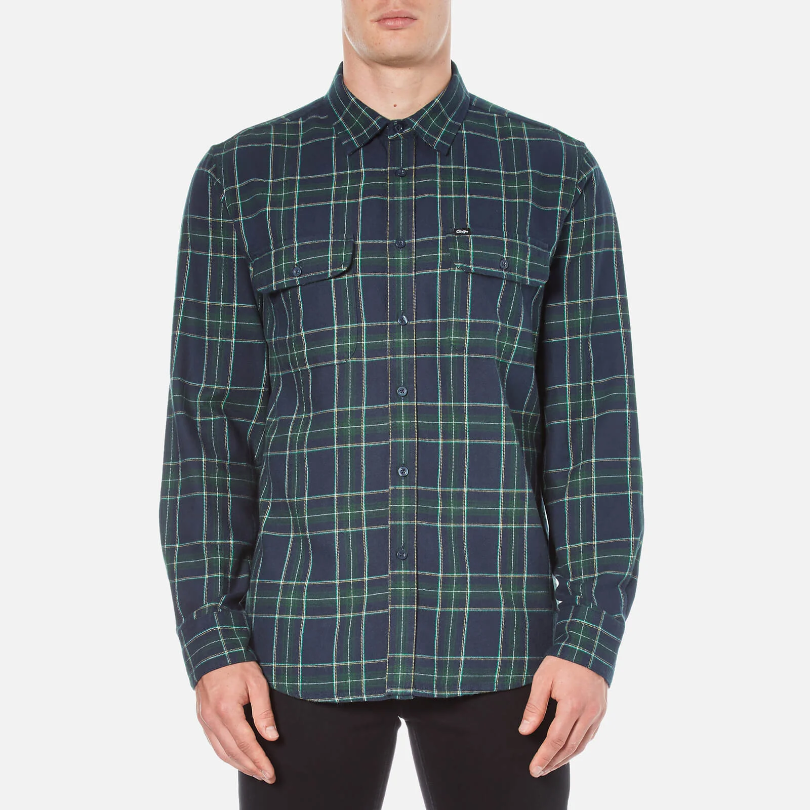 OBEY Clothing Men's Highland Plaid Flannel Shirt - Green Multi Image 1