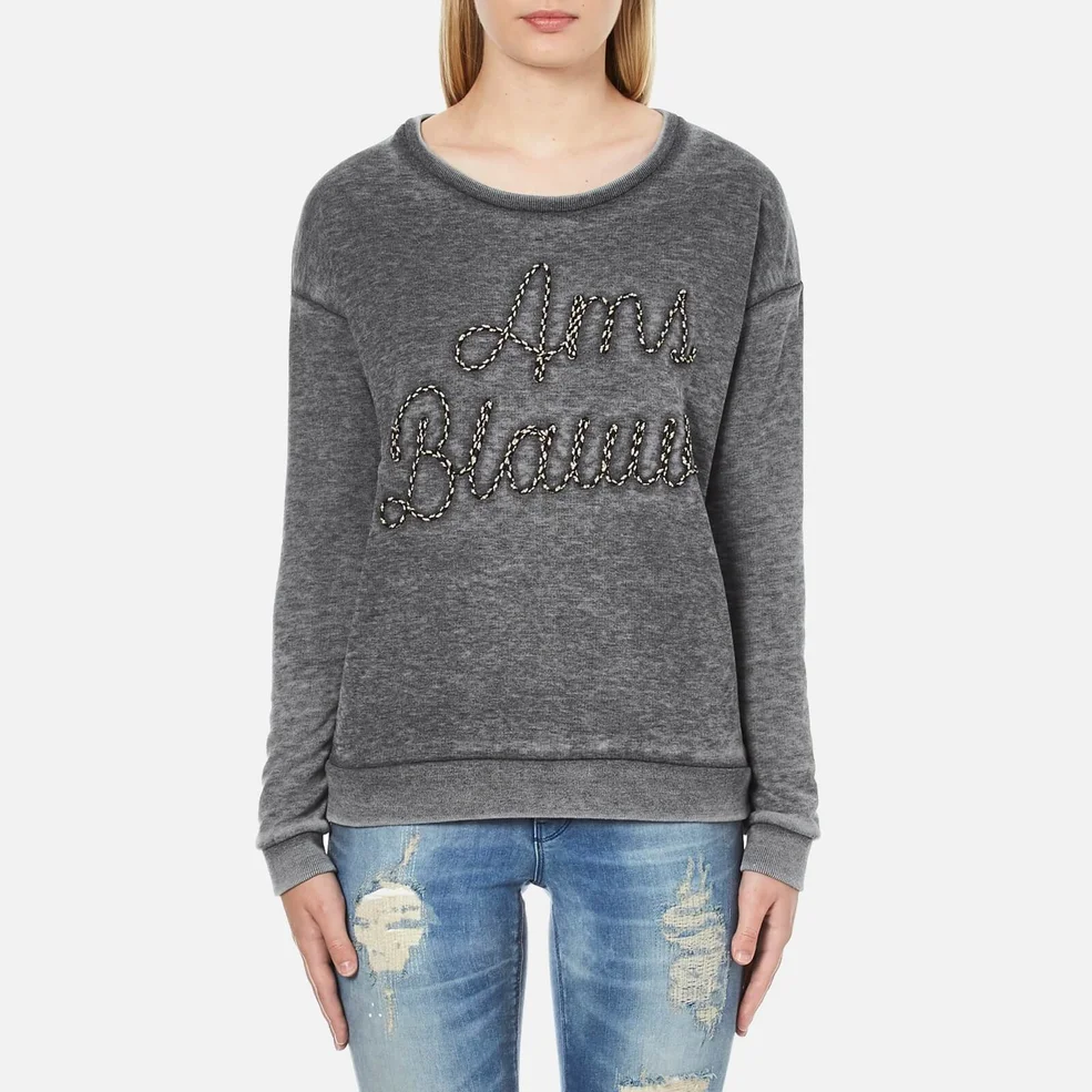 Maison Scotch Women's Basic Burn Out Theme Sweatshirt - Grey Image 1