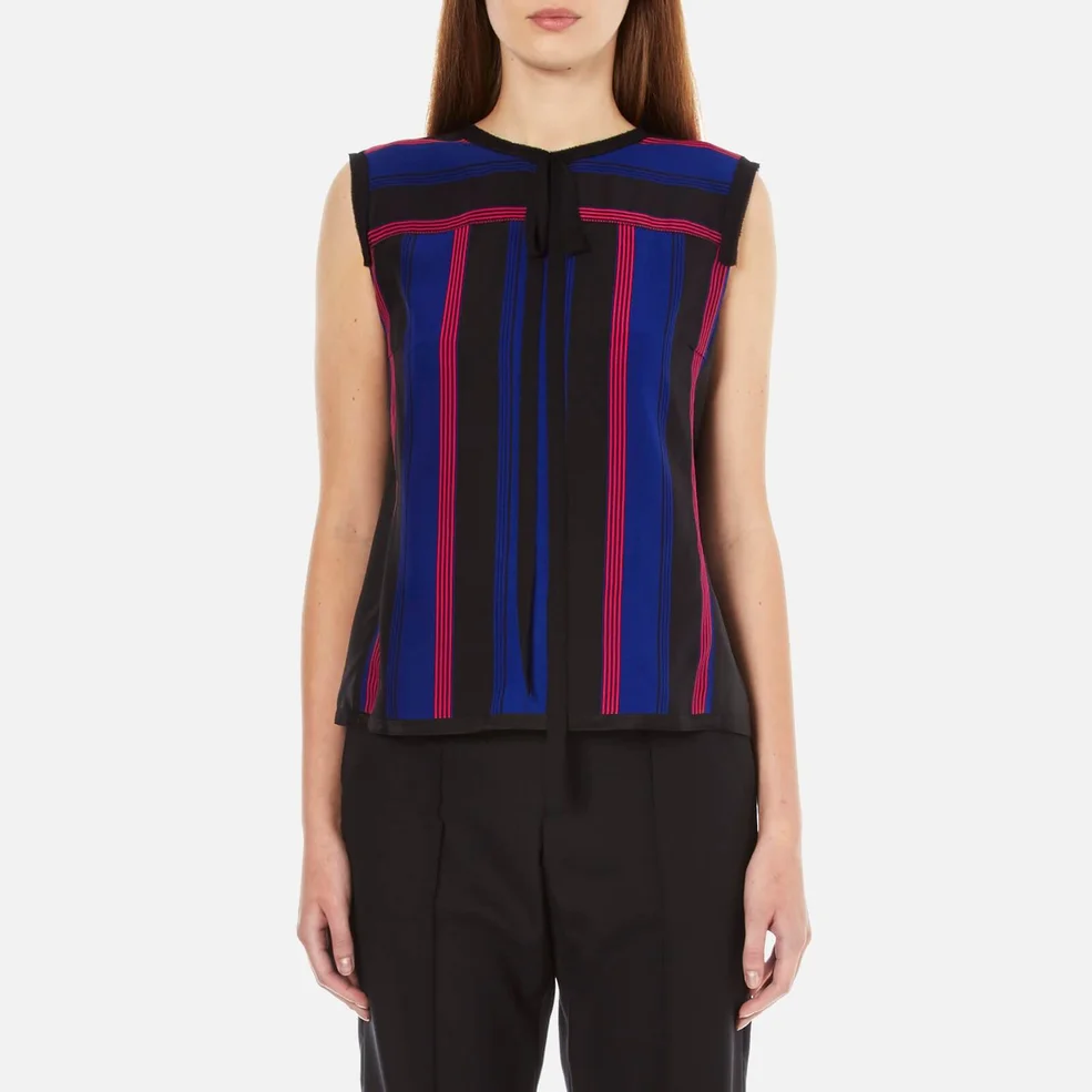 Marc Jacobs Women's Sleeveless Top with Tie - Blue Multi Image 1