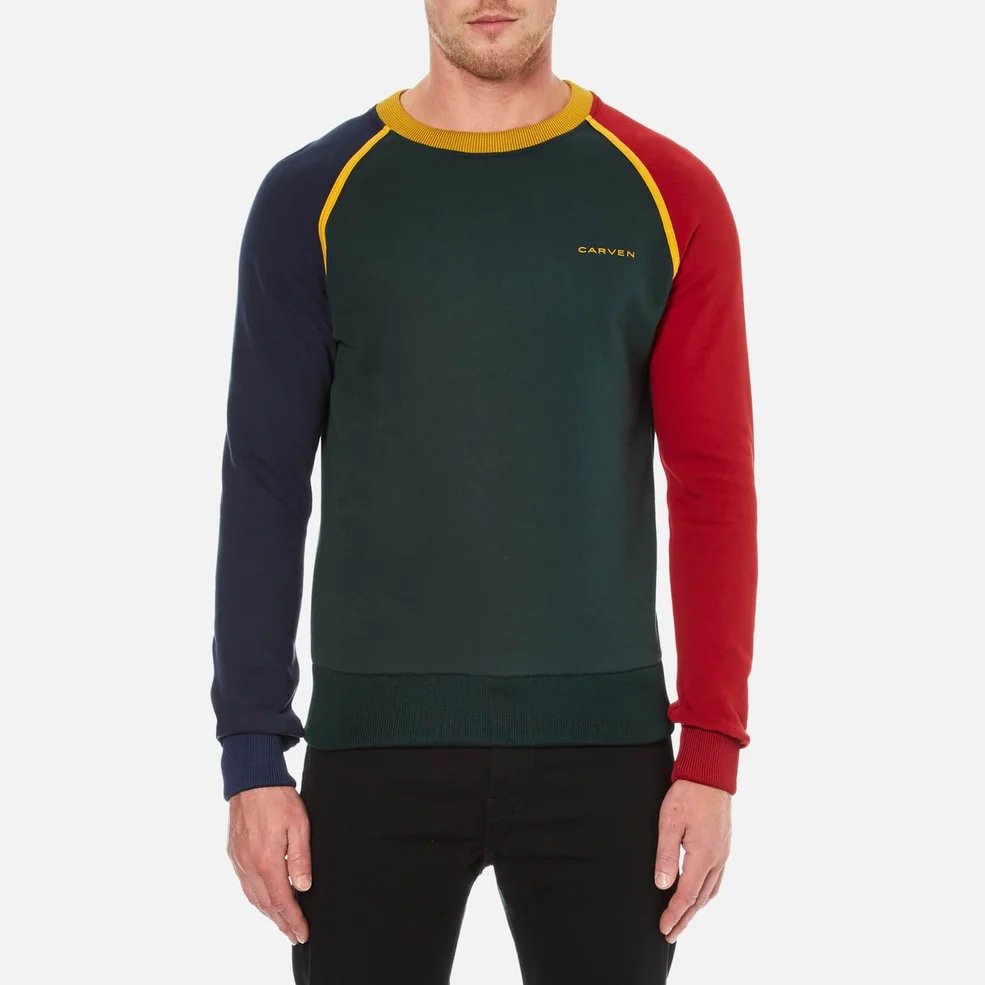 Carven Men's Colour Blocked Sweatshirt - Sapin/Encre/Grenat Image 1