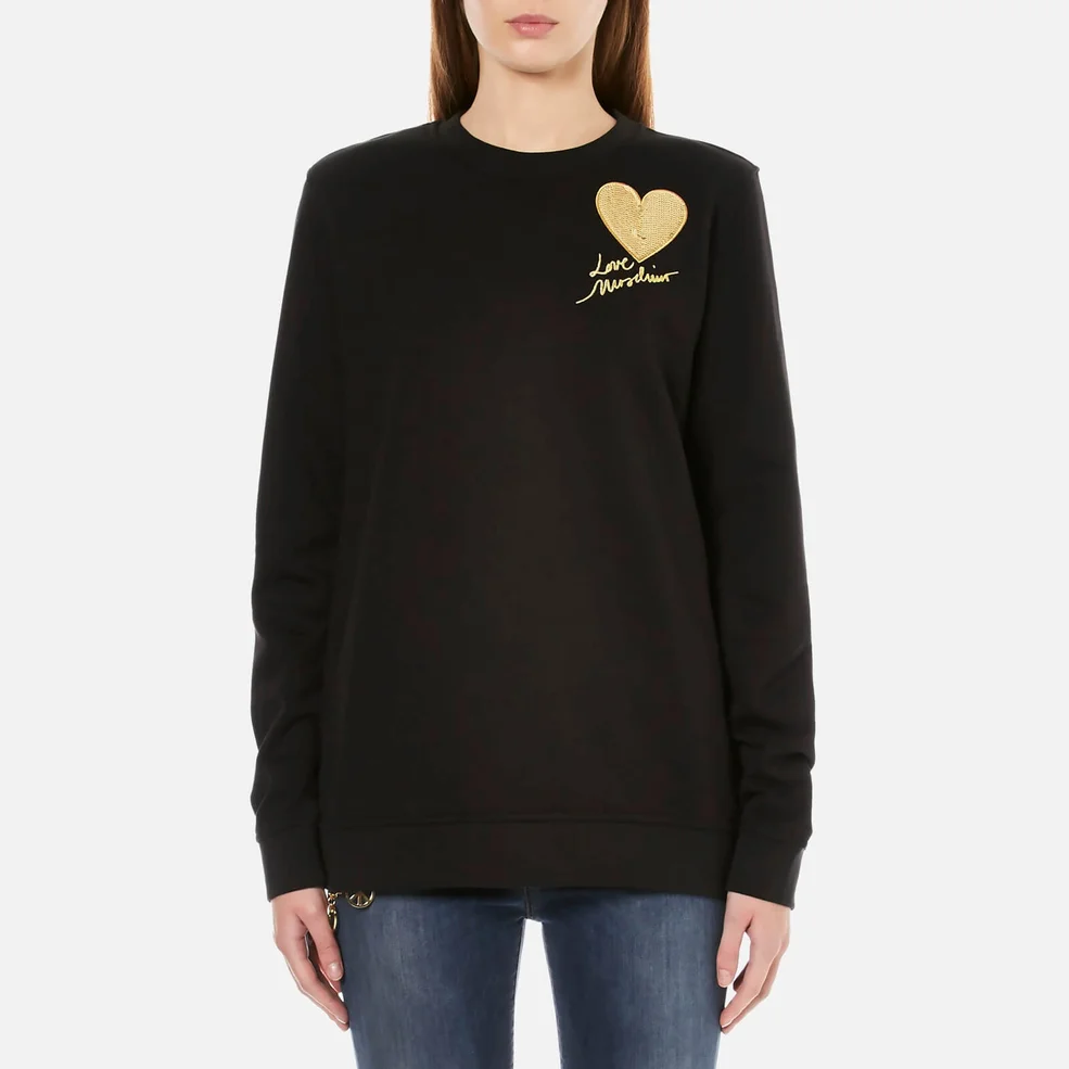 Love Moschino Women's Sequin Heart Sweatshirt - Black Image 1