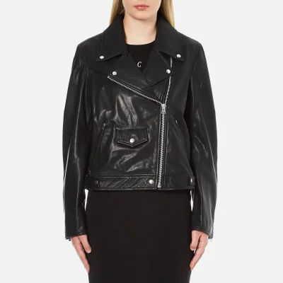 McQ Alexander McQueen Women's Casual Leather Biker Jacket - Black