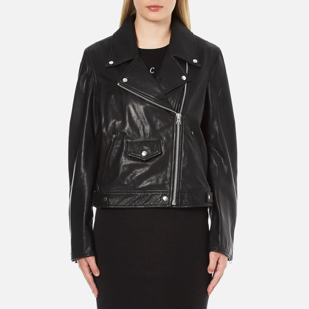 McQ Alexander McQueen Women's Casual Leather Biker Jacket - Black Image 1