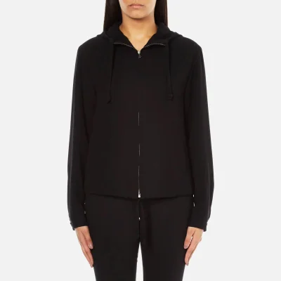 Theory Women's Charlia Admiral Crepe Light Hooded Top - Black