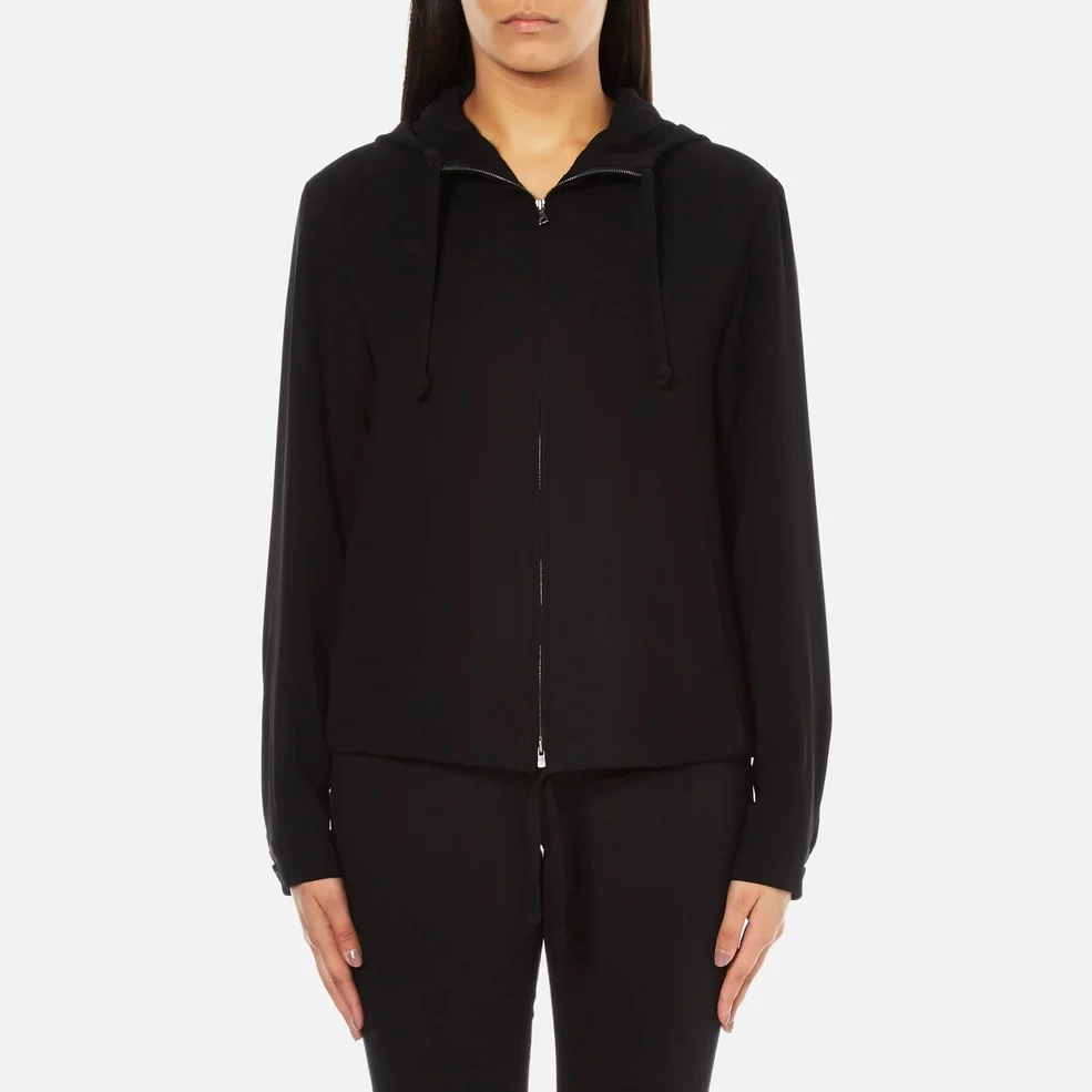 Theory Women's Charlia Admiral Crepe Light Hooded Top - Black Image 1