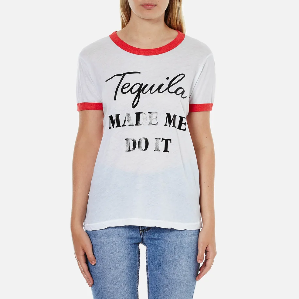 Wildfox Women's Tequila Hour Vintage Ringer T-Shirt - Clean White/Poppy Red Image 1
