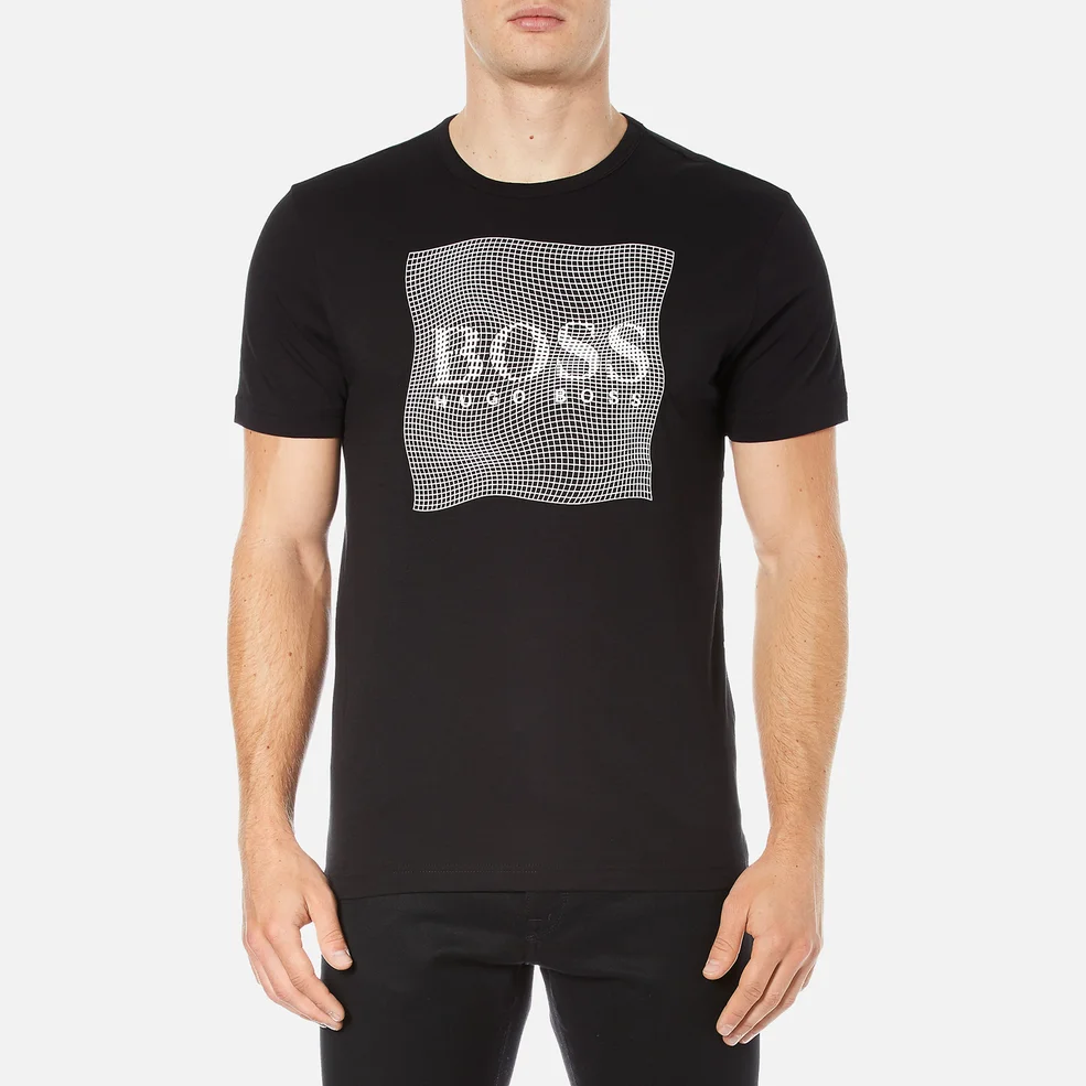 BOSS Green Men's Tee 8 Raised Print T-Shirt - Black Image 1