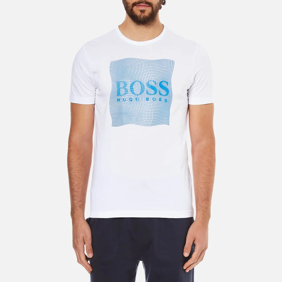 BOSS Green Men's Tee 8 Rasied Print T-Shirt - White Image 1