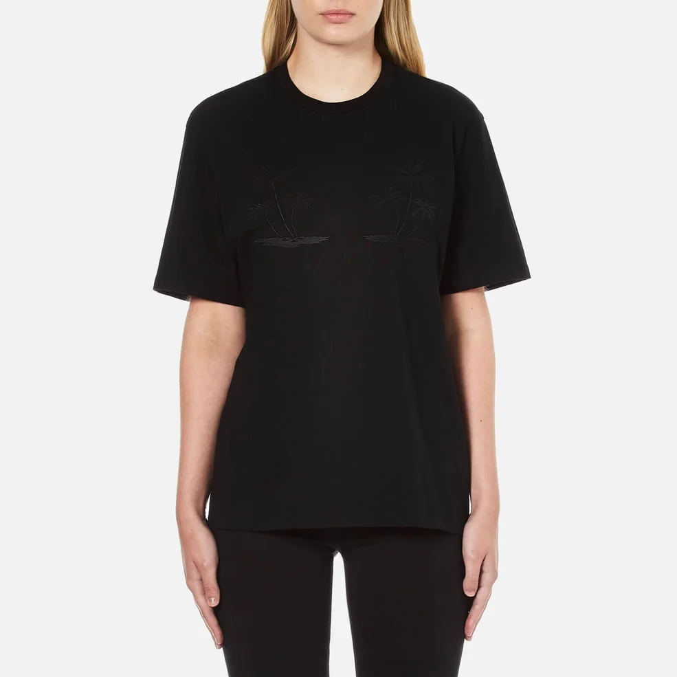 Alexander Wang Women's Boxy Crew Neck T-Shirt with Engineered Embroidery - Jet Image 1