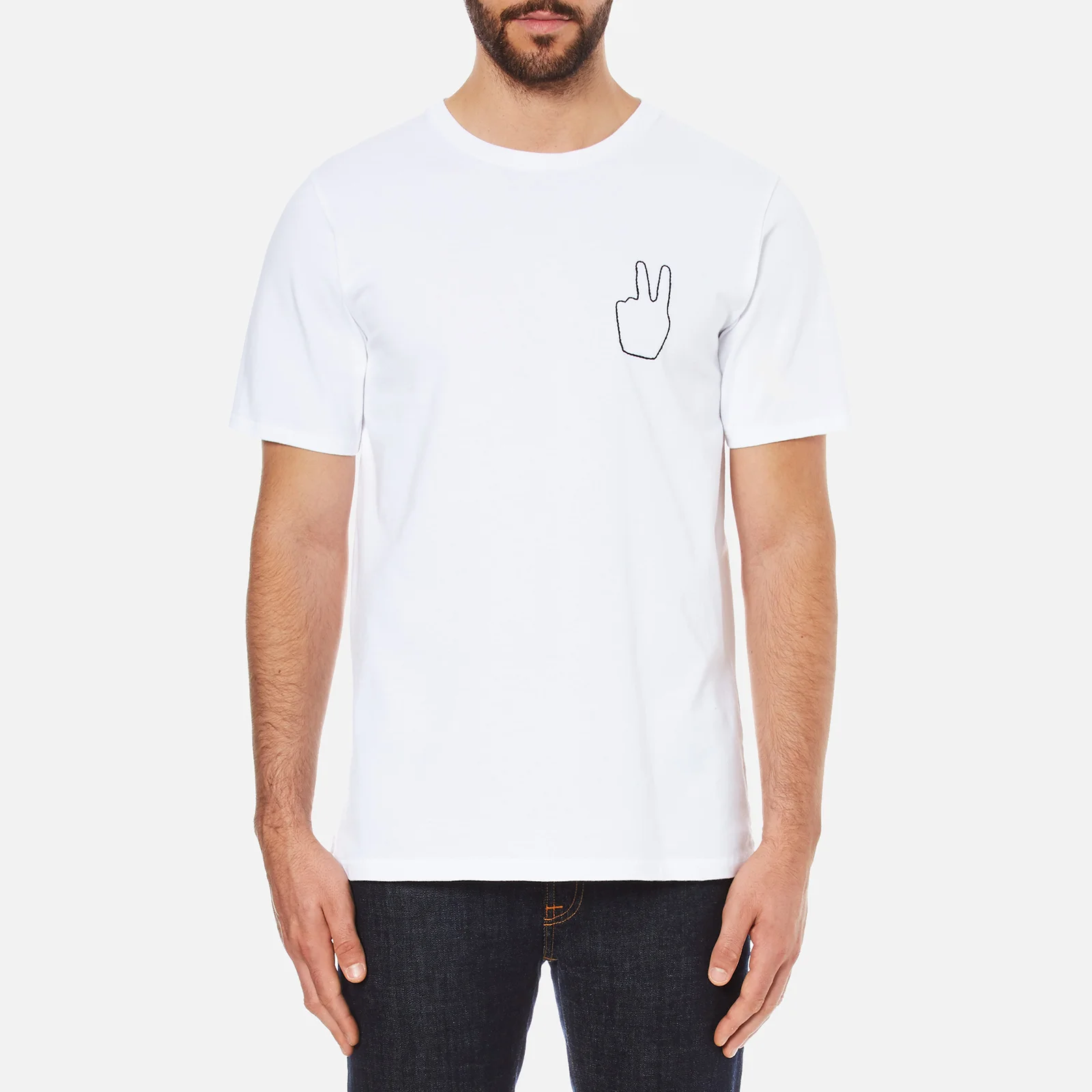 rag & bone Men's Peace! Embroidery T-Shirt - White Image 1