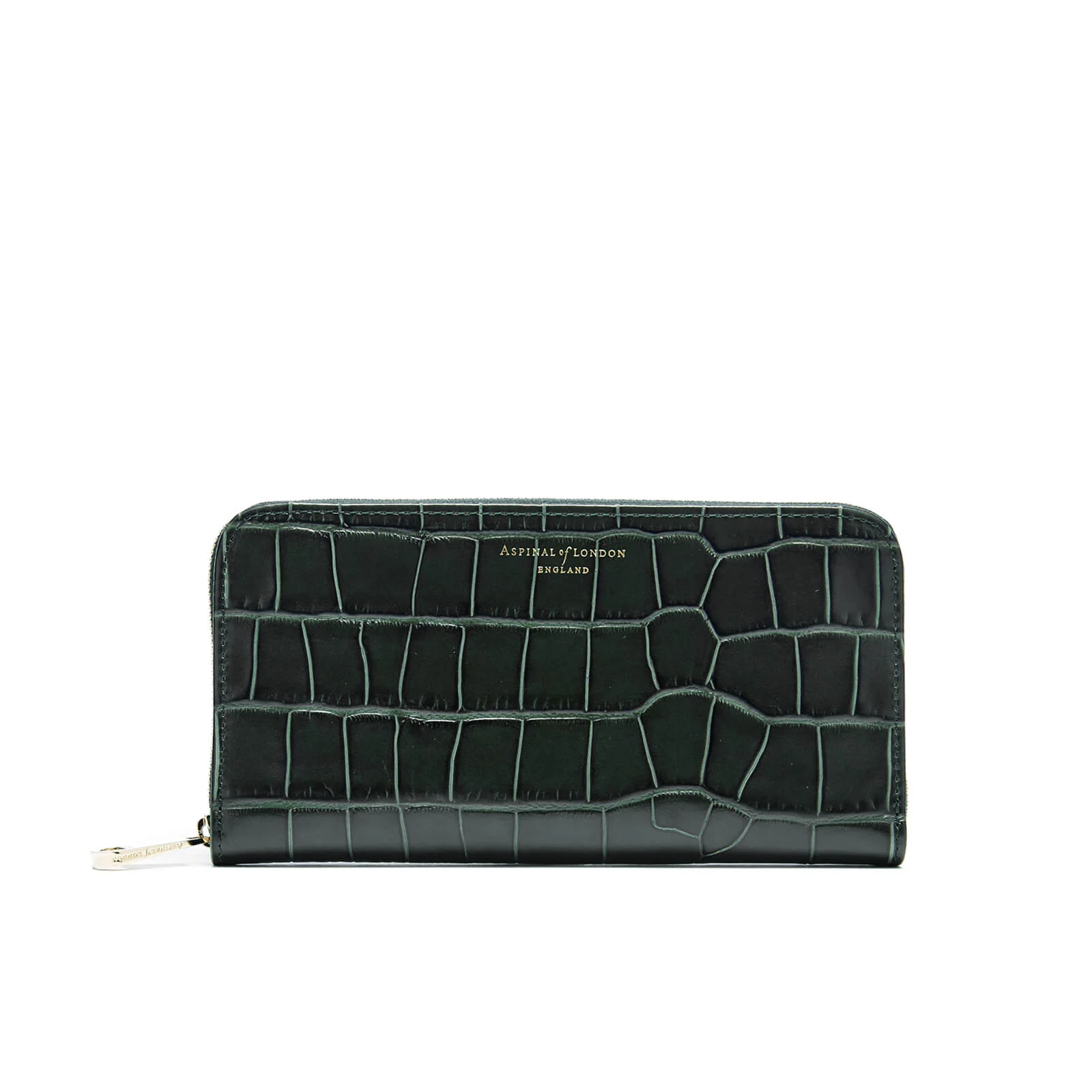 Aspinal of London Women's Continental Clutch Croc Purse - Forest Green Croc Image 1