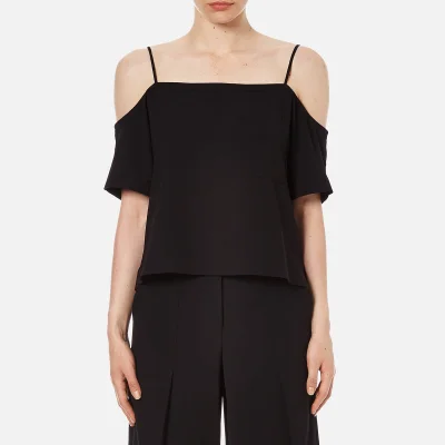 T by Alexander Wang Women's Poly Crepe off the Shoulder Top with Self Straps - Black