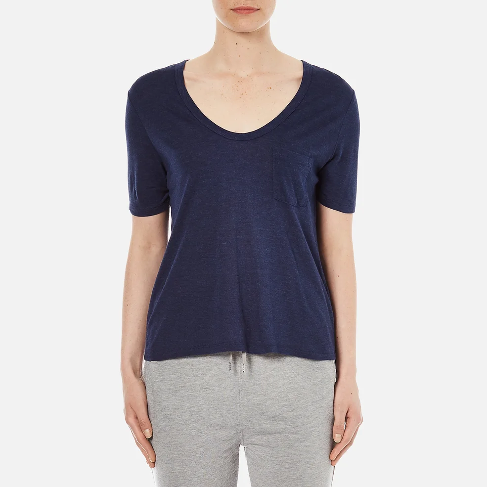 T by Alexander Wang Women's Classic Cropped T-Shirt with Chest Pocket - Marine Image 1