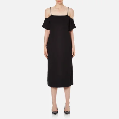 T by Alexander Wang Women's Poly Crepe off the Shoulder Dress with Self Straps - Black
