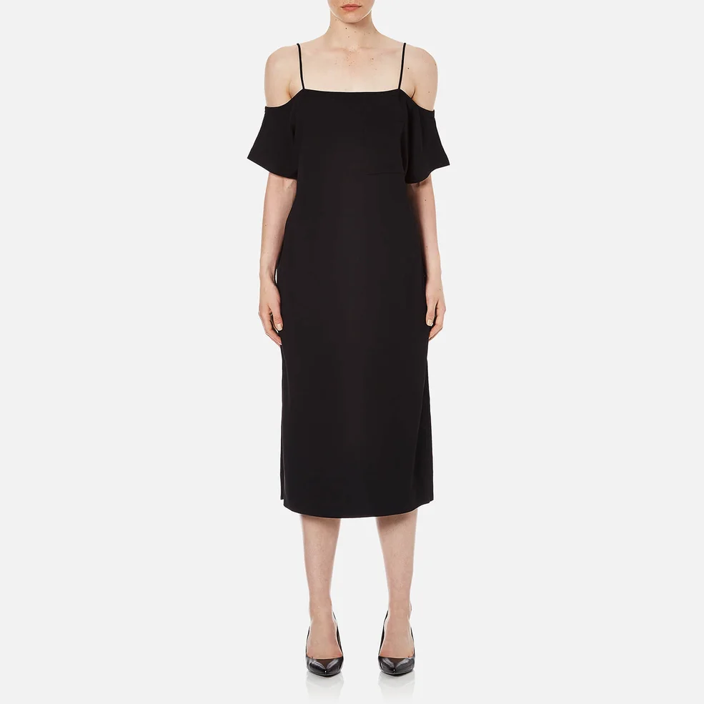 T by Alexander Wang Women's Poly Crepe off the Shoulder Dress with Self Straps - Black Image 1