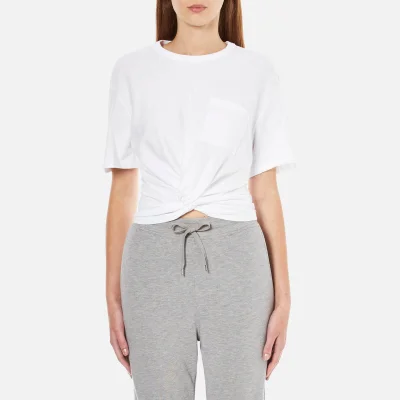 T by Alexander Wang Women's Cotton Jersey Front Twist Short Sleeve T-Shirt - White
