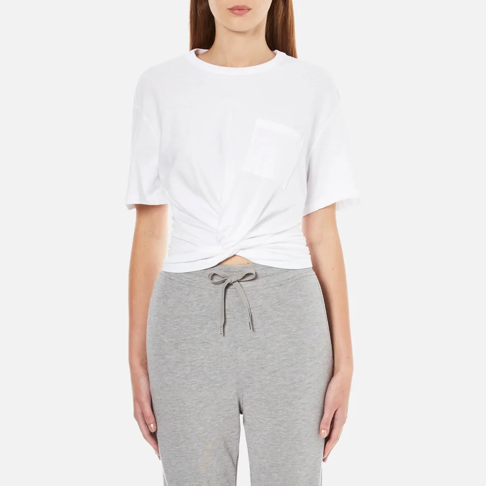 T by Alexander Wang Women's Cotton Jersey Front Twist Short Sleeve T-Shirt - White Image 1