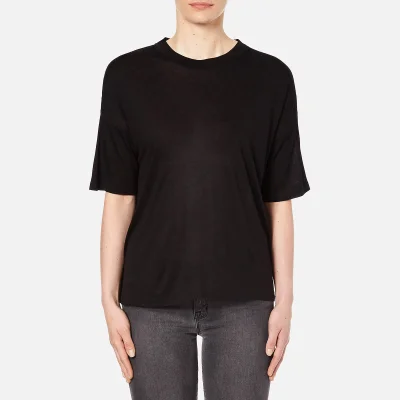 T by Alexander Wang Women's Viscose Jersey Short Sleeve Drop Shoulder T-Shirt - Black