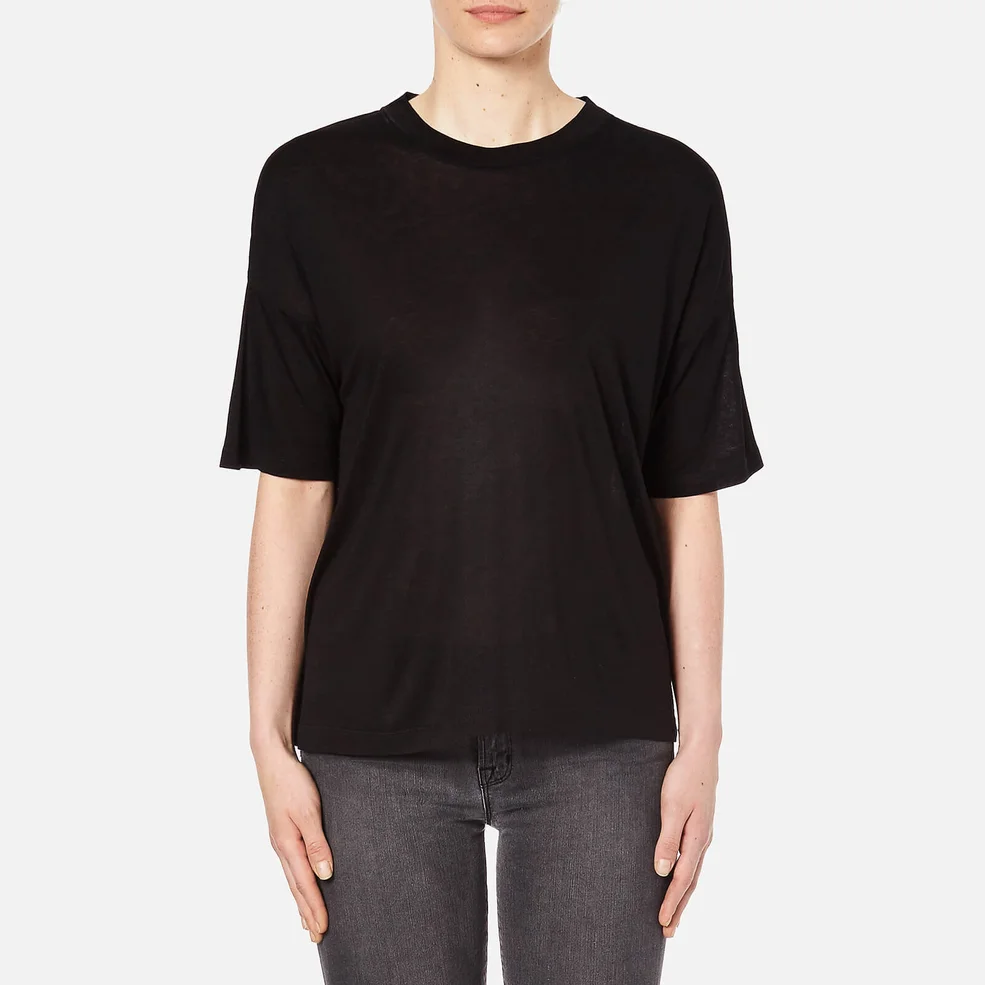 T by Alexander Wang Women's Viscose Jersey Short Sleeve Drop Shoulder T-Shirt - Black Image 1