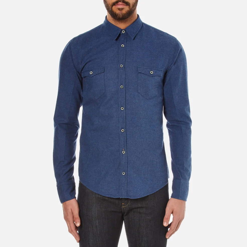 BOSS Orange Men's Edoslime Flannel Shirt - Dark Blue Image 1