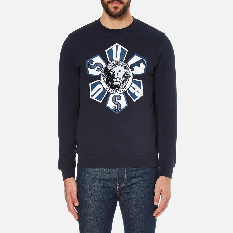 Versus Versace Men's Large Logo Crew Sweatshirt - Blu-Stampa Image 1