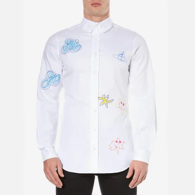 Vivienne Westwood Men's Oxford Embroidered Two Button Shirt - White