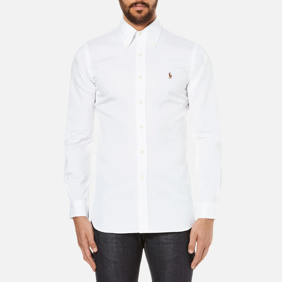 Polo Ralph Lauren Men's Custom Fit Button Down Pinpoint Oxford Shirt - White Image 1