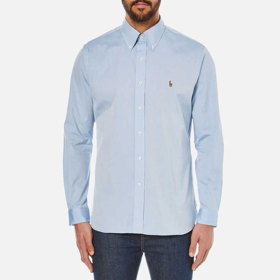 Polo Ralph Lauren Men's Custom Fit Button Down Pinpoint Oxford Shirt - Blue Image 1