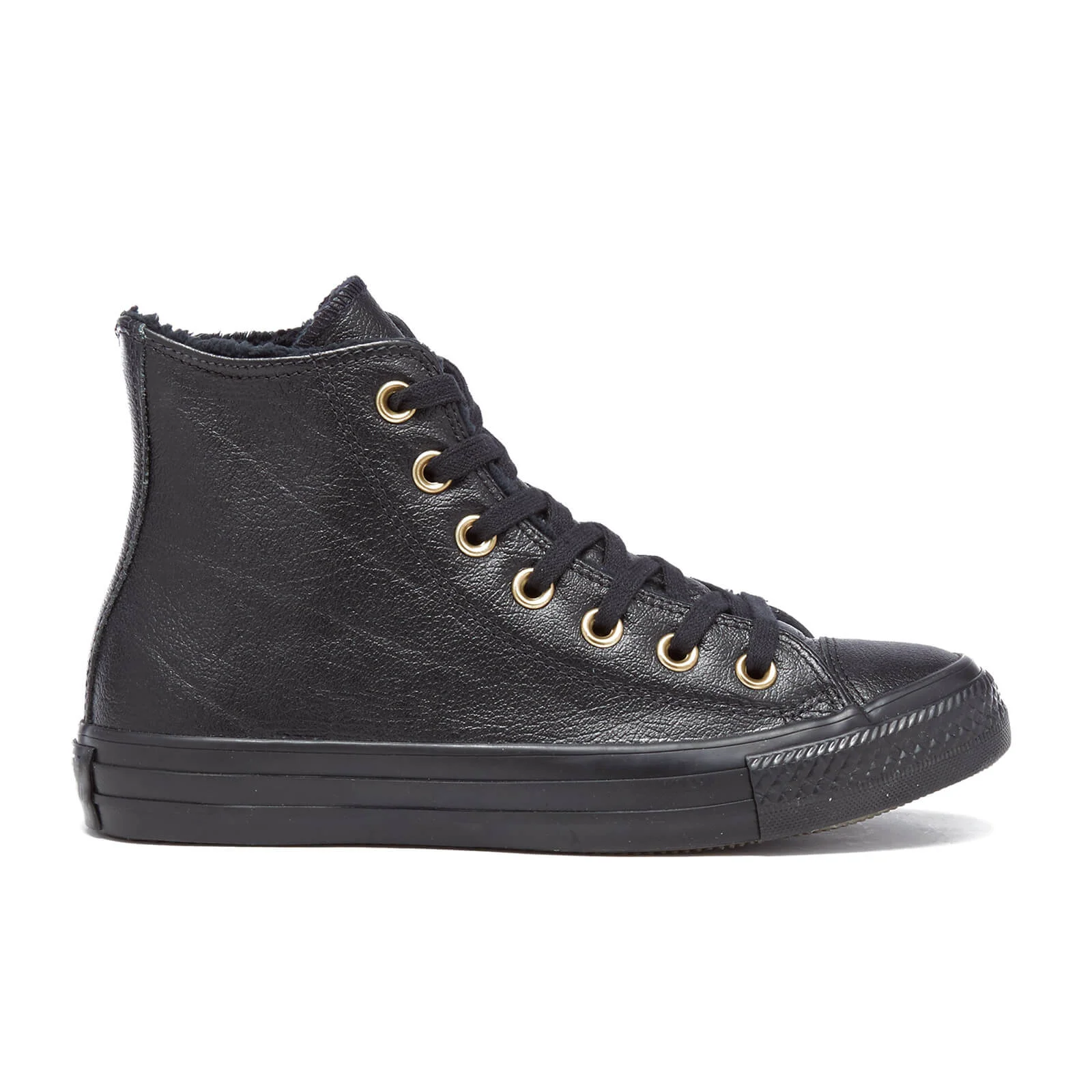Converse Women's Chuck Taylor All Star Leather Fur Hi-Top Trainers - Black/Black Image 1