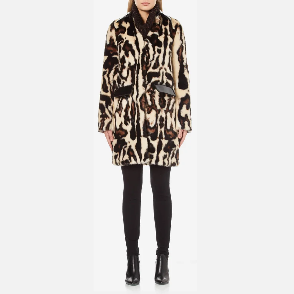 Carven Women's Faux Fur Leopard Coat - Multi Image 1