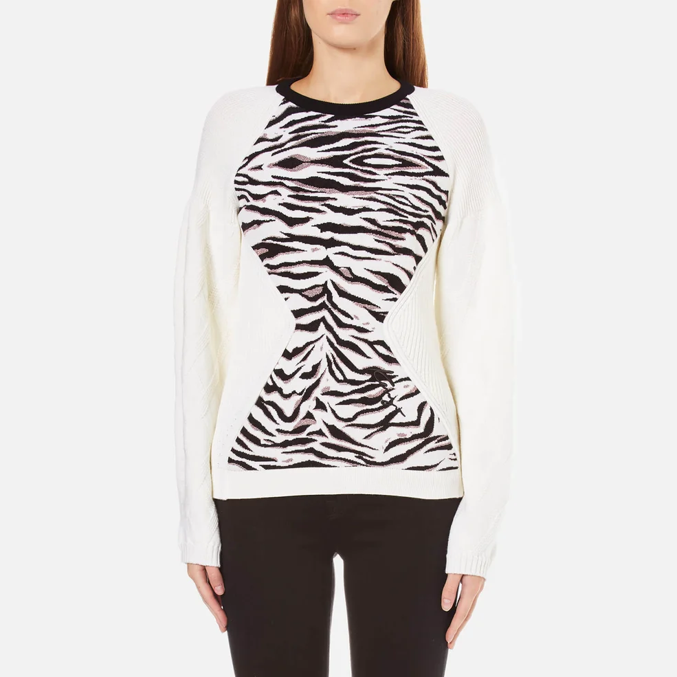 KENZO Women's Tiger Stripes Jacquard Sweatshirt - White Image 1