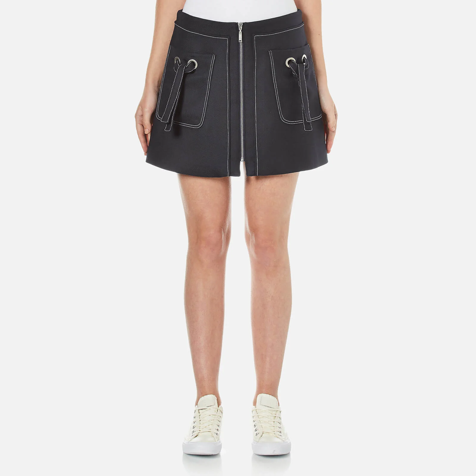 KENZO Women's Cotton Wool Blend Skirt with Pockets - Midnight Blue Image 1