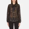 Maison Scotch Women's Sheer Printed Top with Neck Tie - Black - Image 1