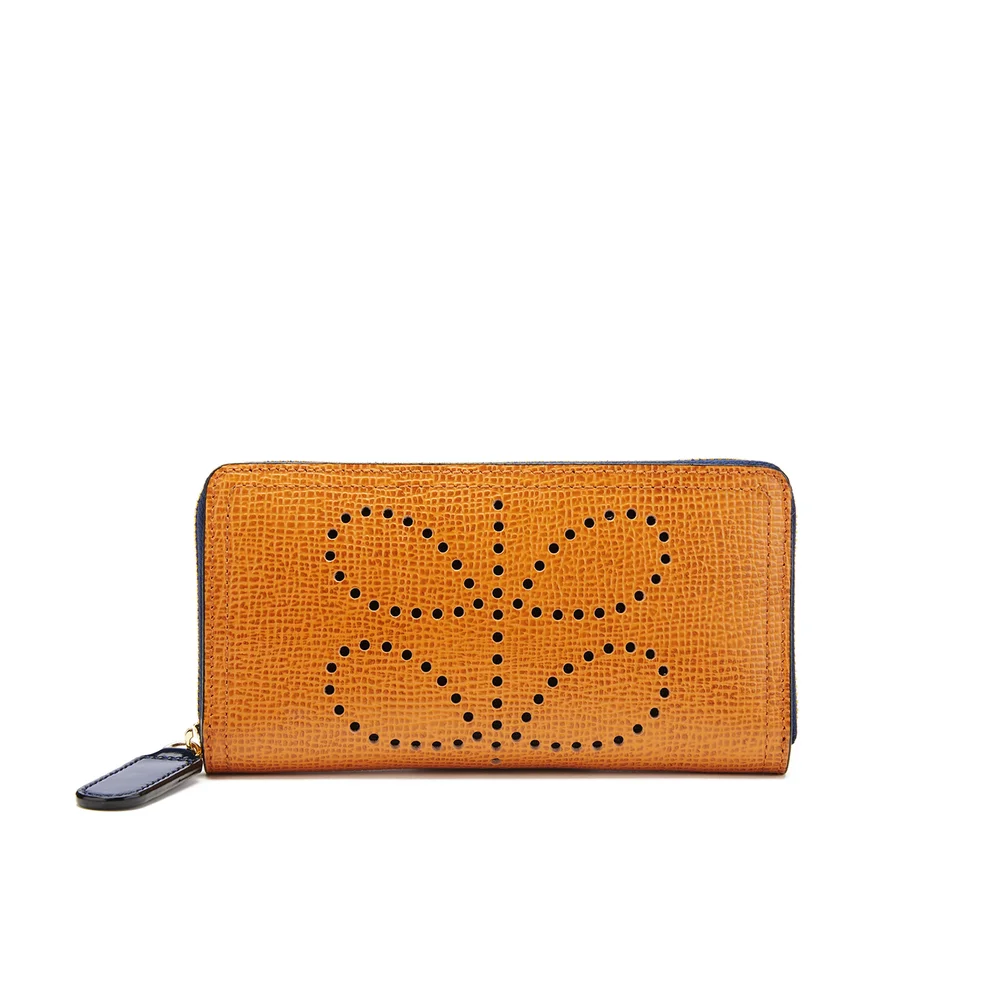 Orla Kiely Women's Big Zip Leather Wallet - Tan Image 1