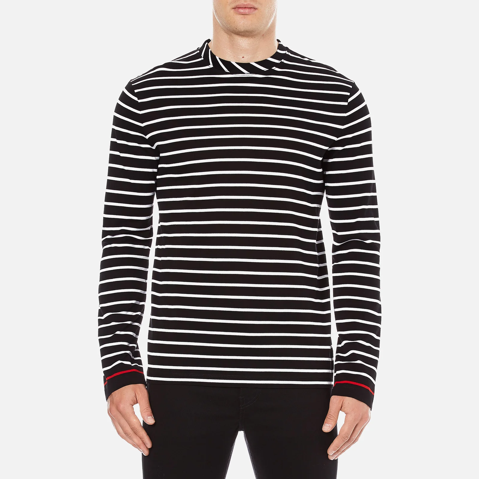 McQ Alexander McQueen Men's Long Sleeve Crew Stripe T-Shirt - Stripe White/Black Image 1