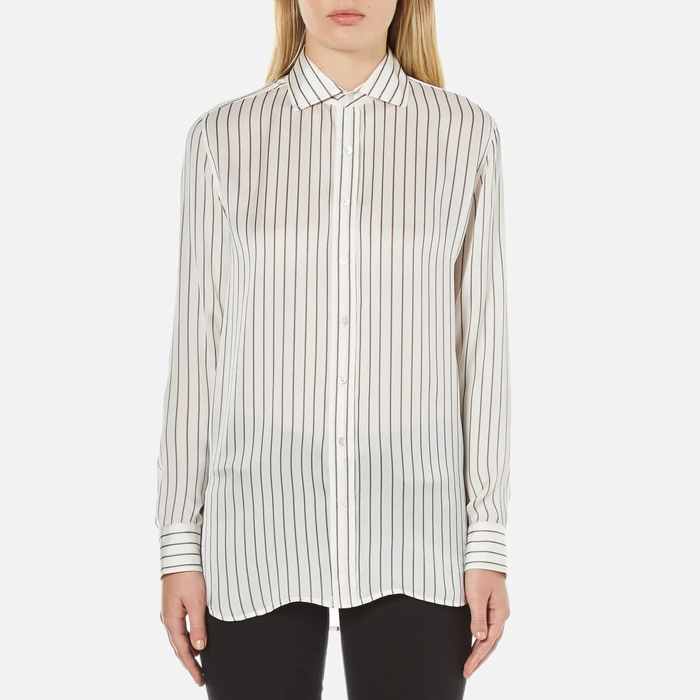 Polo Ralph Lauren Women's Joa Striped Long Sleeve Shirt - Oyster/Grey Image 1