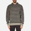 Alexander Wang Men's Striped Hoodie Pullover with Embroidered Artwork - Hemp/Black - Image 1