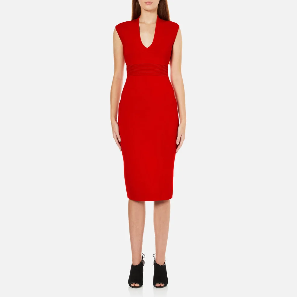 MICHAEL MICHAEL KORS Women's Midi V Neck Dress - Red Image 1