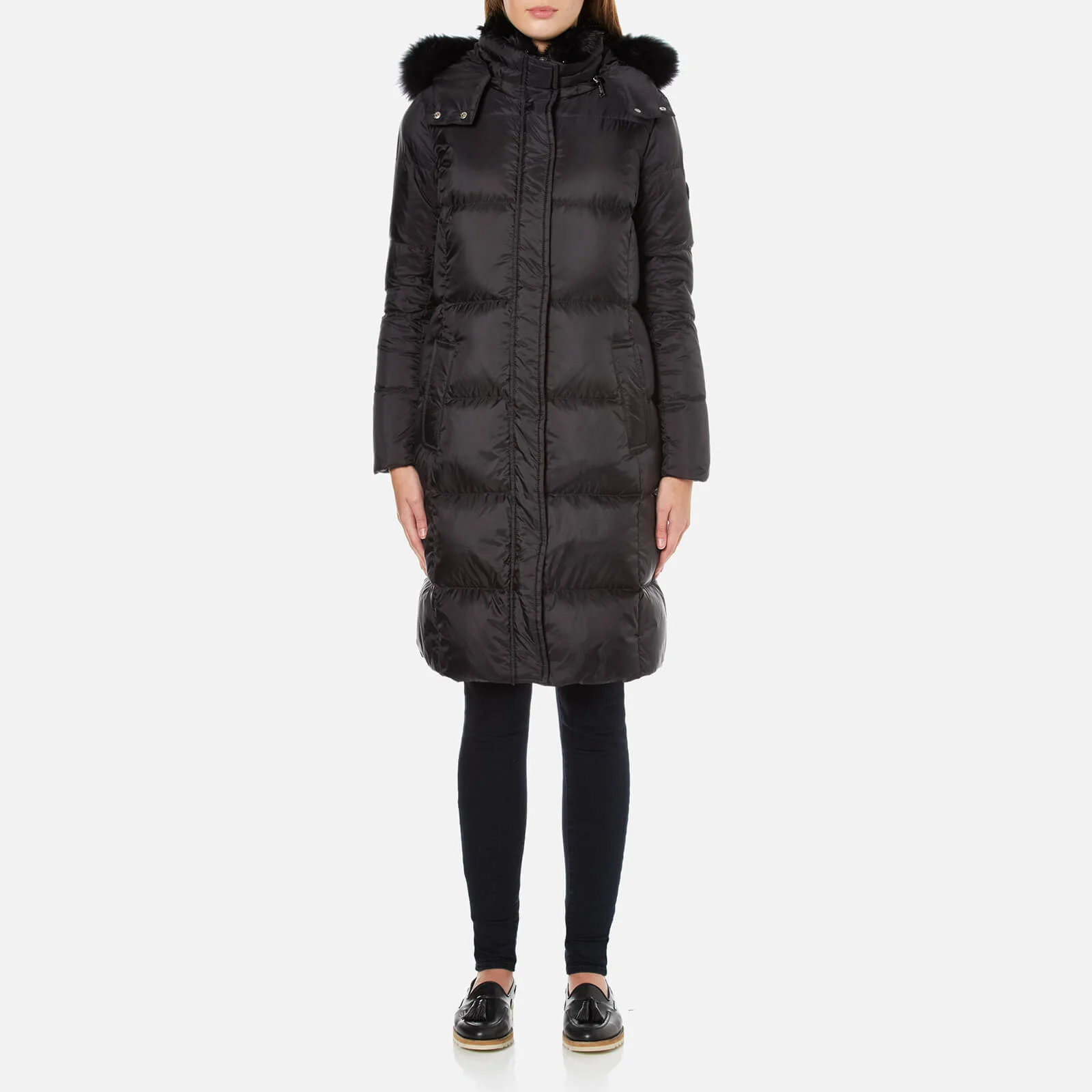MICHAEL MICHAEL KORS Women's Fur Collar Long Puffa Coat - Black Image 1