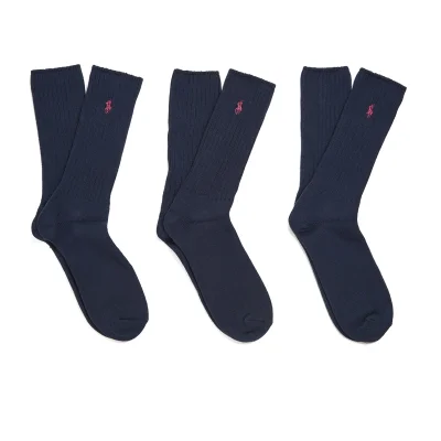 Polo Ralph Lauren Men's 3 Pack Crew Cotton Socks - Navy
