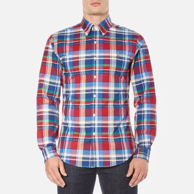 Polo Ralph Lauren Men's Long Sleeve Checked Stretch Oxford Shirt - Red/Blue