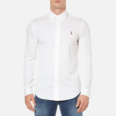 Polo Ralph Lauren Men's Long Sleeve Pique Full Button Shirt - White