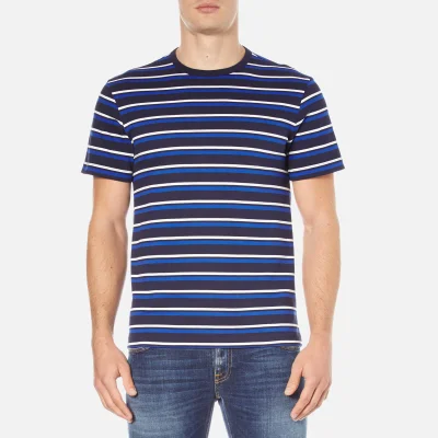 Lacoste Men's Striped Crew Neck T-Shirt - Navy Blue/Flour