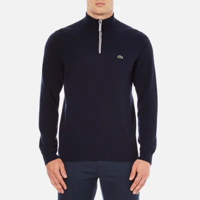 Lacoste Men's Half Zip Funnel Neck Sweatshirt - Navy Blue/Silver Chine
