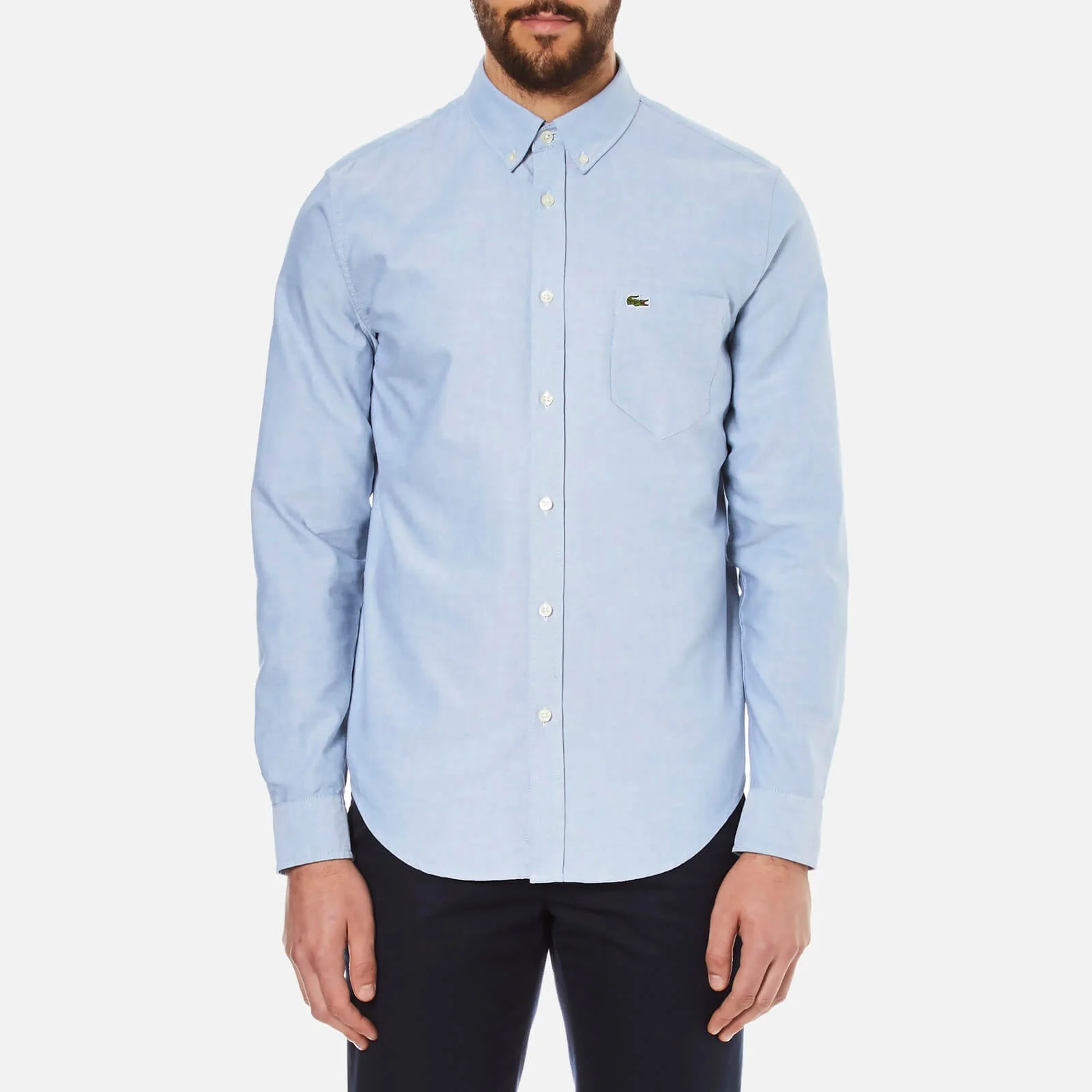 Lacoste Men's Oxford Button Down Pocket Shirt - Officer/White Image 1