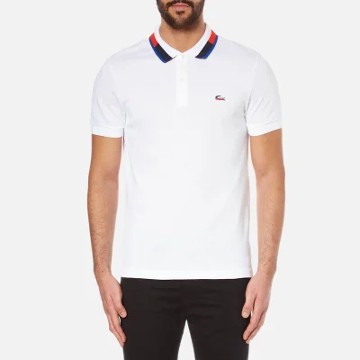 Lacoste Men's Short Sleeve Polo Shirt with Collar Detail - White