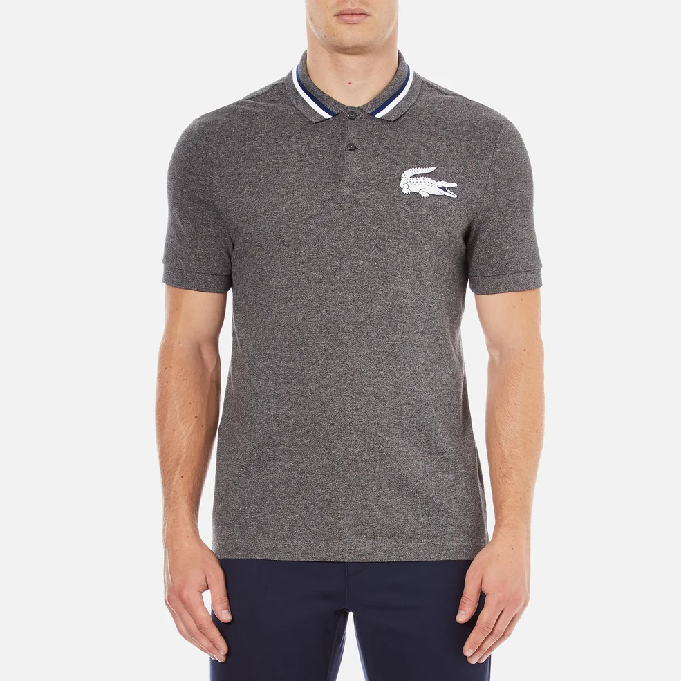 Lacoste L!ve Men's Large Logo Short Sleeve Polo Shirt - Medium Grey/Jaspe White Image 1