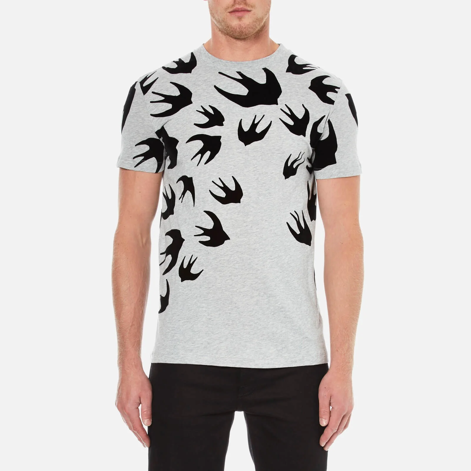McQ Alexander McQueen Men's Swallow Swarm Flock T-Shirt - Mercury Melange Image 1