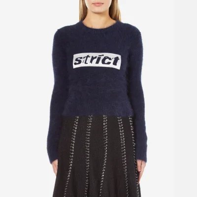 Alexander Wang Women's Shrunken Pullover with Embroidery Graphic - Navy