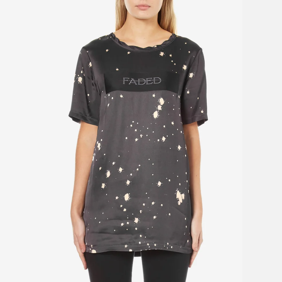 Alexander Wang Women's T-Shirt with Splatter Print and Patch - Grey Image 1